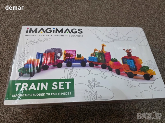 IMAGIMAGS Магнитни строителни плочки, Комплект влакчета от 18 части, снимка 9 - Конструктори - 51741983