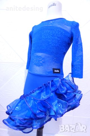 Синя рокля за спортни танци с дантела, снимка 8 - Детски рокли и поли - 45798191
