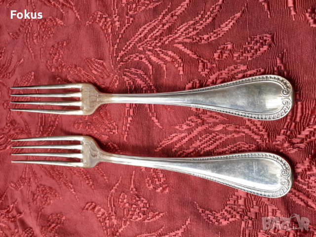 Стари антикварни посребрени луксозни вилици Christofle 2 бр., снимка 2 - Антикварни и старинни предмети - 53726607