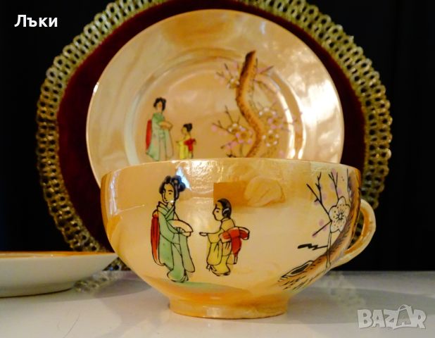 Чаша с чинии японски порцелан 1926 г. , снимка 2 - Антикварни и старинни предмети - 46426678