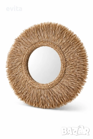 🌿Дизайнерско огледало от рафия – ръчно изработен бохо акцент за уютен и модерен дом