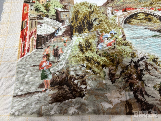 Ушит Гоблен "Мостар"-29см х 23,5 см, снимка 3 - Гоблени - 54068621