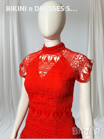 Червена дантелена рокля, снимка 4 - Рокли - 52451993