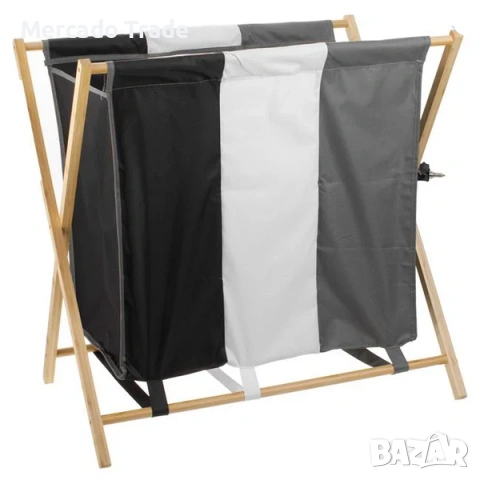 Декоративен кош за пране Mercado Trade, Трицветен, Бамбуk, снимка 2 - Декорация за дома - 53684294