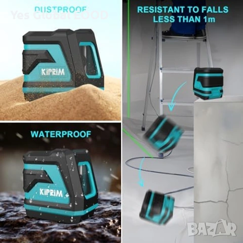 Kiprim LV8 зелен лазерен нивелир самонивелиращ, снимка 8 - Други инструменти - 53442778