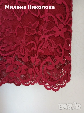 Дантелена блуза бордо, снимка 4 - Тениски - 53937287