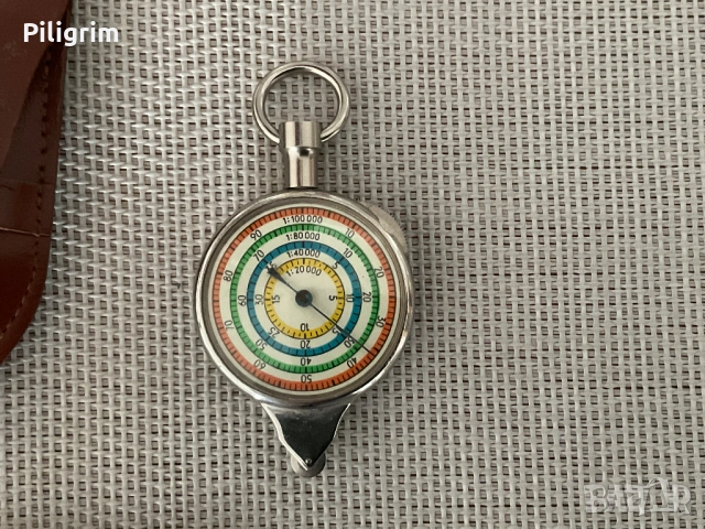 Античен курвиметър с кожен калъф. Германия., снимка 3 - Колекции - 53791597