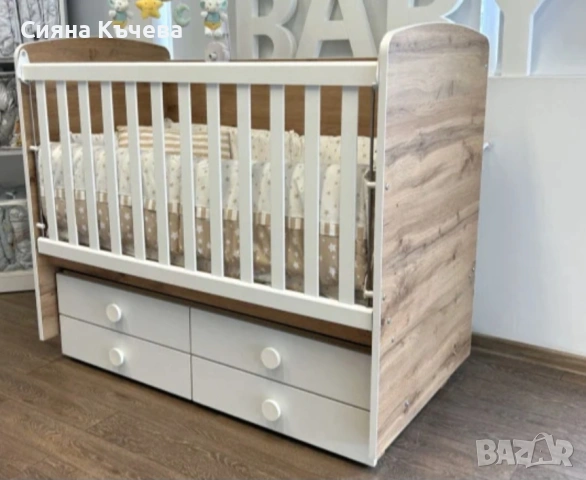 НОВО! Детска кошарата дъб вотан/бял + матрак, снимка 3 - Кошарки - 53644017