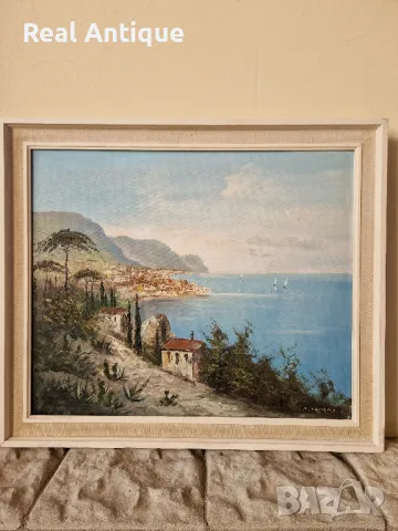 Чудесна антикварна авторска майсторска картина масло върху платно , снимка 2 - Антикварни и старинни предмети - 50304357