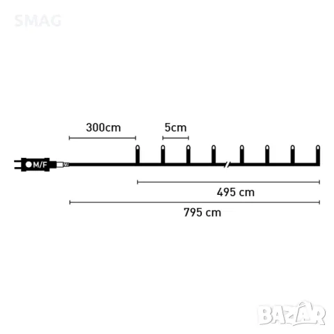 100 LED лампички с програма 4.95m - Екстра топло бяло S_1227759, снимка 4 - Лед осветление - 48239028