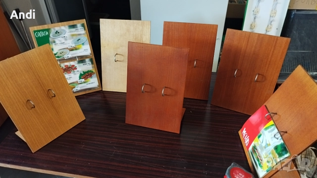 Меню дървена стойка - Дисплей за мхоголистово меню 23/34см, снимка 2 - Обзавеждане за заведение - 52958841