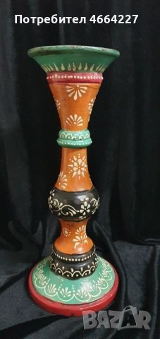 Уникален ръчно рисуван дървен свещеник , снимка 3 - Декорация за дома - 52668733