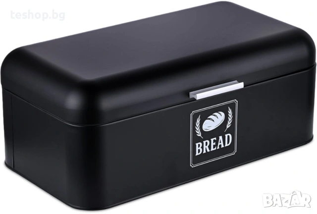 Кутия за хляб 17x42x24 см метална черна Relaxdays
