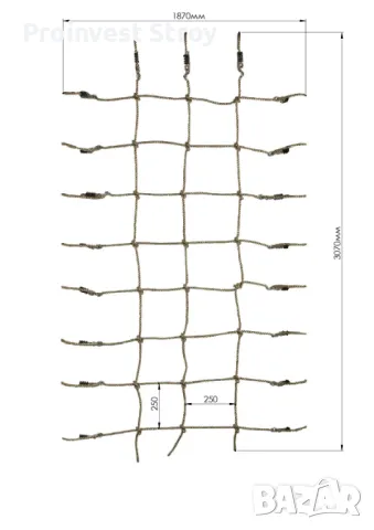 Въжена мрежа за катерене АС3049 3.07 Х 1.87 м. и аксесоари за детски съоръжения и детски площадки, снимка 2 - Други - 35135043