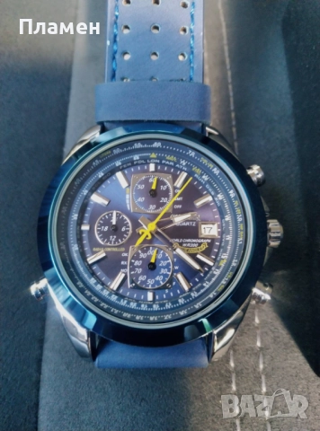 Мъжки ръчен Часовник Citizen Blue Angels World Chronograph дата,ден час в месеца, снимка 2 - Мъжки - 39795590