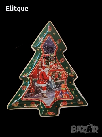 Коледна стъклена чиния Елха