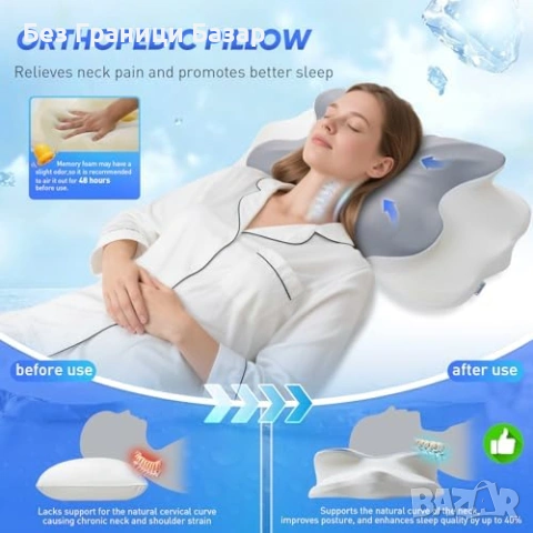 Нова Ергономична мемори възглавница против хъркане 6 зони опора охлаждане, снимка 7 - Възглавници - 53915700