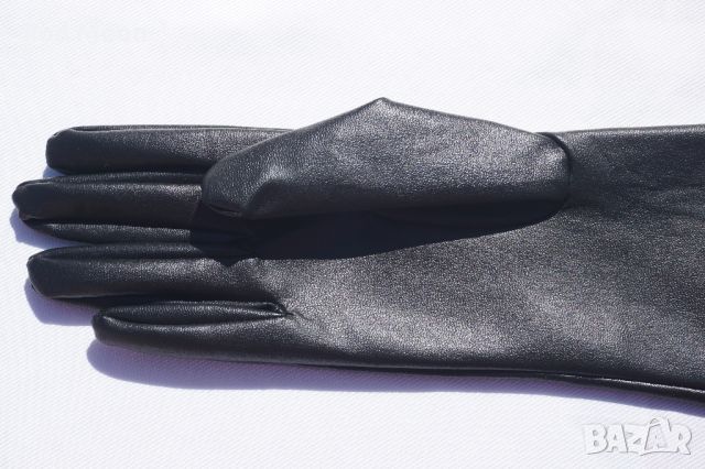 Дълги Черни Ръкавици От Изкуствена Кожа Размер S, снимка 11 - Ръкавици - 45483178