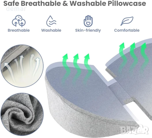 Възглавница за бременни от мемори пяна, регулируема за тяло, свалящ се калъф, сива, снимка 5 - Възглавници - 50939522