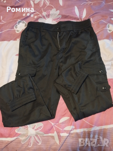 Мъжки черни панталони с джобове размер L, снимка 2 - Панталони - 53608350