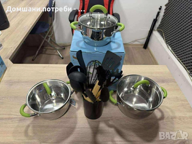 Комплект тенджери + кухненски прибори от 11 части, снимка 3 - Съдове за готвене - 53415942