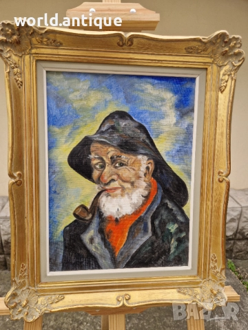 Прекрасна антикварна майсторска авторска картина масло върху платно , снимка 3 - Антикварни и старинни предмети - 52265940