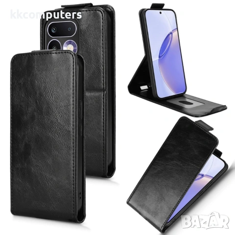 Вертикален Кожен Калъф за Realme 16 Pro+ 5G - Флип, Магнитен, Стойка, Слот за Карта, Вкл. Протектор 