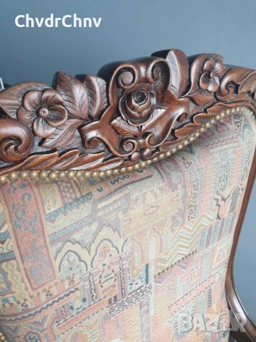 Винтидж кресло/голям масивен дървен стол/ръчна дърворезба, снимка 4 - Антикварни и старинни предмети - 46514432