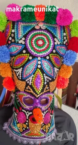 Кукерска маска, капашон, гугла, Новодел, Сурва, Кукерландия, маскарад, фестивал, събор, декорация , снимка 11 - Декорация за дома - 44190652