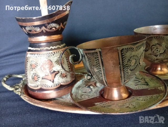 Джезве с чашки за кафе и табла, снимка 2 - Сервизи - 54193443