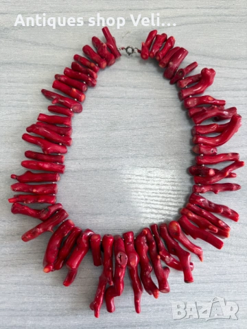 Масивно колие от естествен червен корал №7927, снимка 3 - Колиета, медальони, синджири - 53734887