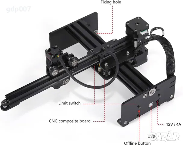 NEJE 3 - нов 5W лазерен гравир/гравьор лазерна режеща гравираща машина, снимка 2 - Стругове - 48031625