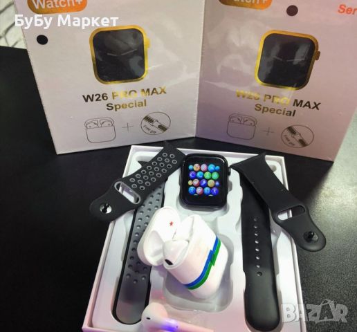 Комплект Smart часовник + TWS слушалки W26 Pro Max ULTRA, снимка 1 - Смарт часовници - 45821632