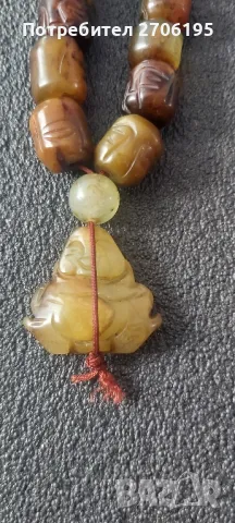 Антични нефритени резбовани нефритени молитвени мъниста Буда Тибет , снимка 2 - Антикварни и старинни предмети - 50347704