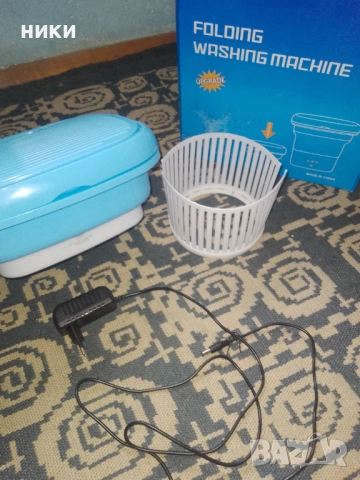 Мини преносима сгъваема пералня, Daladen, ABS, 4.5 л, Бяло/Синьо, снимка 6 - Къмпинг мебели - 51741359