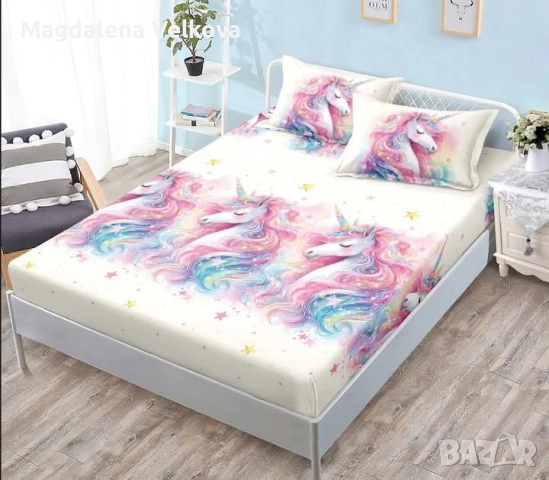 Чаршаф с ластик и 2 калъфки , снимка 16 - Спално бельо - 52800216