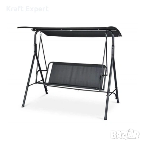Градинска люлка със сенник – метална конструкция, 170×110×153 см, черна, снимка 11 - Градински мебели, декорация  - 53699251