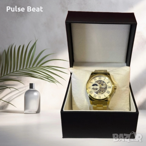 Елегантен и прецизен мъжки златист часовник LEIYI, снимка 4 - Мъжки - 52055377