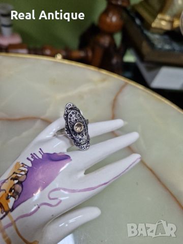 Стар красив антикварен сребърен пръстен проба 950, снимка 4 - Антикварни и старинни предмети - 46256371