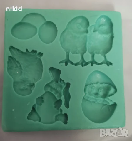 Великденски яйца яйце пиле зайче  заек силиконов молд форма фондан шоколад гипс декор 