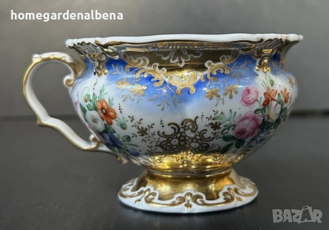Антикварна порцеланова чаша с чинийка — ръчна живопис — KPM Berlin — около 1840 г., снимка 7 - Колекции - 54233908