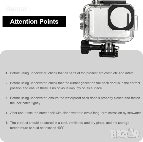 Водоустойчив калъф FitStill 50M за Insta 360 Go Ultra, подводен корпус, снимка 2 - Чанти, стативи, аксесоари - 53605907