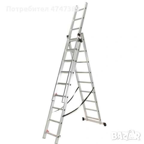 Алуминиева стълба трираменна комбинирана ROTOR KME309, 243 / 432 / 648 cm, снимка 8 - Винтоверти - 53616406