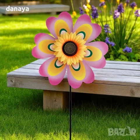 5950 Декоративна вятърна въртележка Цвете, 70 см, снимка 5 - Градински мебели, декорация  - 50681146