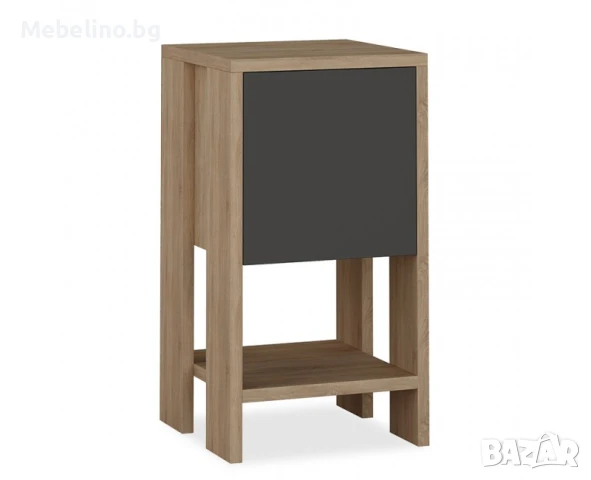Нощно шкафче Ема светъл дъб и антрацит, снимка 1