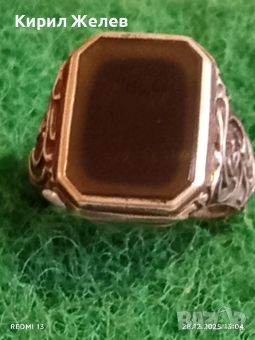 Винтидж сребърен пръстен с Опушен кварц подчертано мъжкарско излъчване и класически елементи 51829, снимка 5 - Пръстени - 52918989