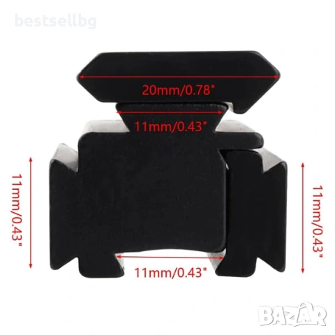 Преходна шина 11 мм - 22 мм Weaver / Picatinny за оръжие пушка ерърсофт прицел оптика бързомер лов, снимка 7 - Оборудване и аксесоари за оръжия - 54109807