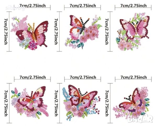  Диамантен гоблен - Изящни Пеперуди Ключодържатели   437  , снимка 2 - Гоблени - 45709389