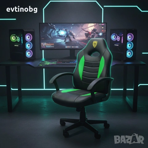 Детски геймърски офис стол – Спортен дизайн, ергономичен и регулируем, снимка 4 - Столове - 53786073
