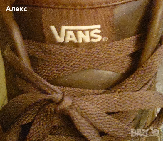 Мъжки кожени гуменки VANS, тъмно маслинено зелени с кафяв кант, №47, снимка 4 - Кецове - 52581651